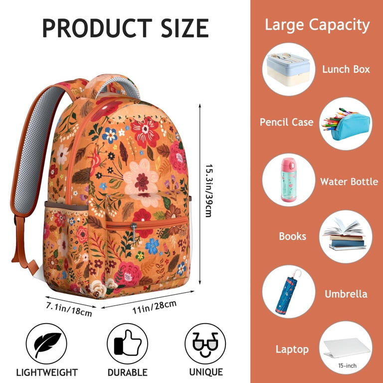Sunflower Print School Backpack - Stylish Wildflowers and  display picture 1