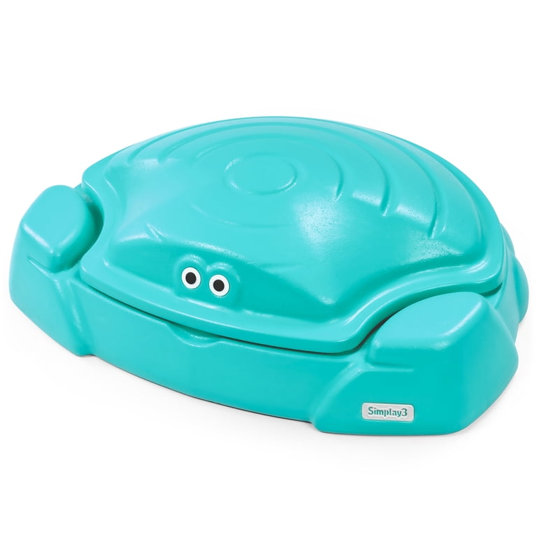 Simplay3 Coastal Crab Teal Outdoor Sandbox with Cover for Kids