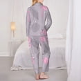 thumbnail image 6 of Goofa Pink Flamingo Printed Women’s 2 Piece Pajama Set Super,Pajamas Women's Long Sleeve Sleepwear Soft Button Down Loungewear Pjs Lounge Set Nightwear-, 6 of 9
