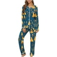 thumbnail image 2 of VBTAPA Womens Pajama Sets 2 Piece Lounge Outfits Christmas Printed Long Sleeve Button Down Shirts and Pants Matching Loungewear Holiday Party Sleepwear Xmas Gift 2024 Today's DealsMulticolor L, 2 of 6