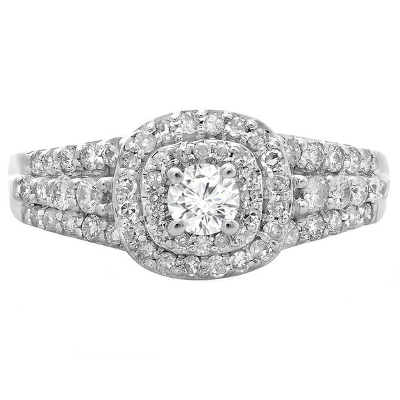 Dazzlingrock Collection 1.00 Carat (ctw) 14K Round Diamond Ladies Vintage Bridal Halo Engagement Ring 1 CT, White Gold, Size 5.5