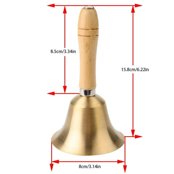 Noref 8CM Multi-functional Hand Bell Handbell with Wooden Handle for School Children Toy, School Bell,Hand Bell