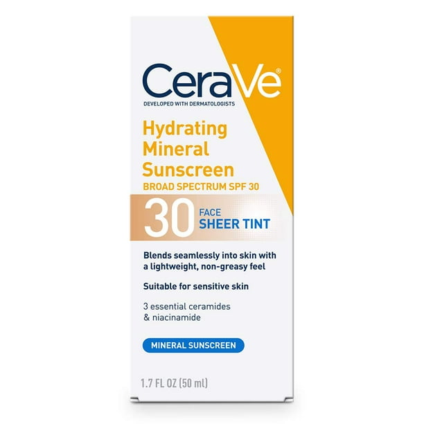 Protector Solar Tintado con SPF 30 CeraVe Mineral Hidratante con Óxido de Zinc y Dióxido de Titanio 1.7oz CeraVe CV83435