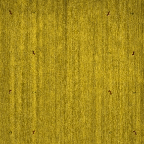 Ahgly Company Machine Washable Indoor Square Abstract Yellow Contemporary Area Rugs, 8' Square