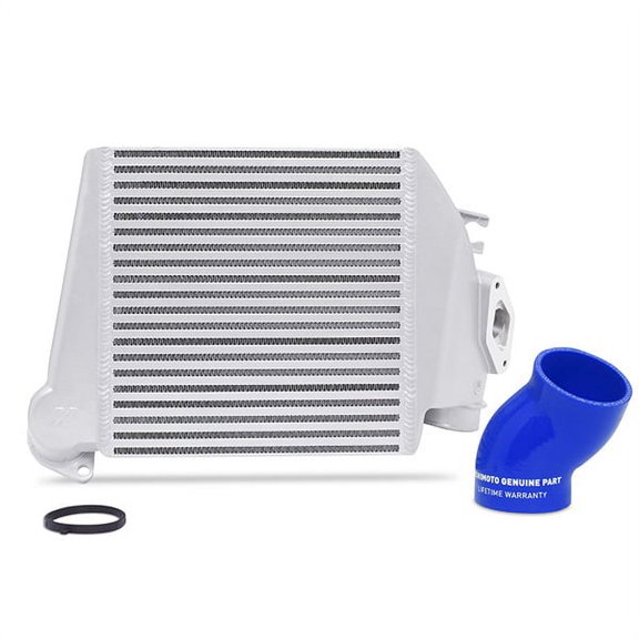 Mishimoto MMTMIC-WRX-08SLBL Top-Mount Intercooler Kit Compatible With Subaru WRX 2008-2014 Silver Cooler, Blue Hose