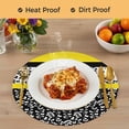 thumbnail image 4 of Black Yellow Round 15 Inch Placemats Set of 4, Garden Floral Stripe Aesthetic Flower Boho HeatResistant Non Slip Place Mats for Dining Table, Wipeable Braided Kitchen Table Mats for Housewarming, 4 of 9