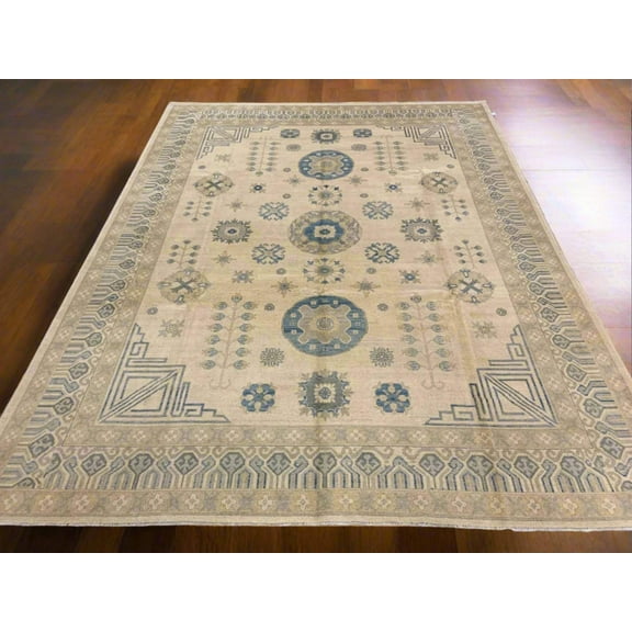 Ivory/Gold Oushak 9X12 Handmade Wool Rug # 11164