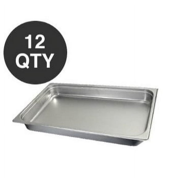 12 qty - full size 2.5"d stainless steel steam table pan