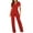 Red#4, variant on Homenesgenics Summer Jumpsuit for Women Women Short Sleeve Playsuit Clubwear Straight Leg Jumpsuit with Belt Red L