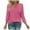 Hot Pink, variant on Hvyesh 3/4 Length Sleeve Shirts for Women V Neck Tunic Tops Loose Fit Solid Going Out Blouses
