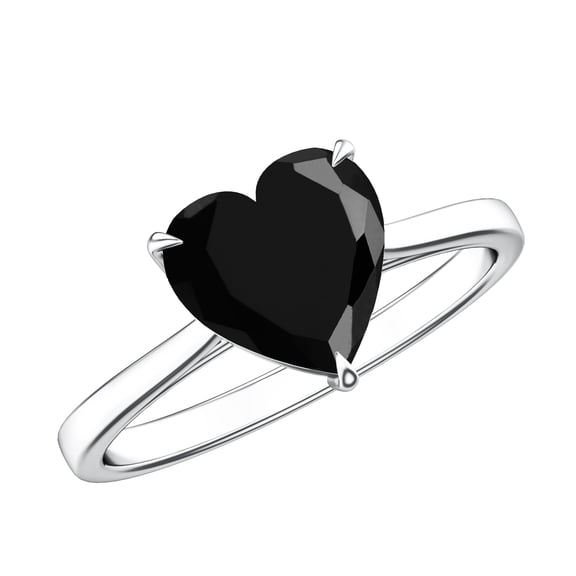 Rosec Jewels Black Onyx Heart Promise Ring for Women - December Birthstone Ring - AAA Quality Certified - Ready to Gift, 925 Sterling Silver, US 4.00