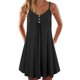 thumbnail image 3 of Vestido de mujer con cuello en V y botones en la parte delantera, sin mangas, tirantes finos, vestido de verano de Color puro para mujer, 3 of 6