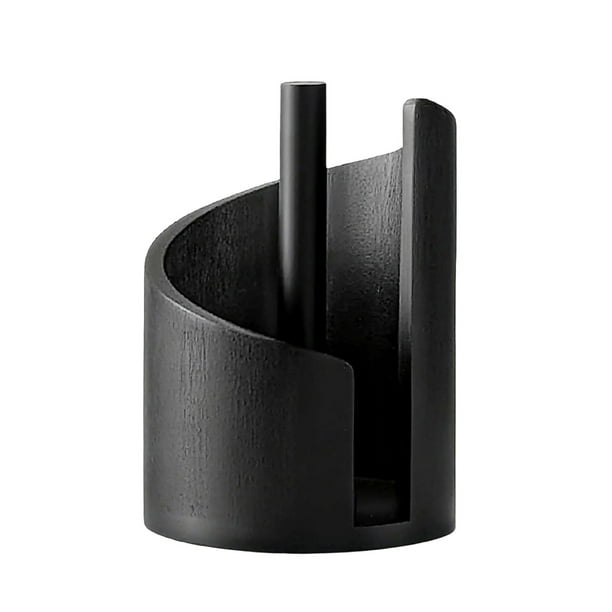 Portarrollos de papel para encimera | Base redonda de madera con soporte de hierro negro | Abre con una sola mano | Compatible con todos los tamaños de rollo | Para cocina y baño | Diseño rústico