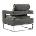 thumbnail image 4 of Pemberly Row 20" Modern Velvet and Stainless Steel Chair in Gray/Silver, 4 of 6