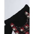 thumbnail image 3 of Women's Off-the-Shoulder Plaid Color Block Midi Dress, Vintage Long Sleeve Knit A-Line Flared Skirt Combo Dress, 3 of 3