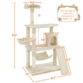 thumbnail image 3 of Alden Design 63″H Multi Level Cat Tree Condo with Basket & Hammock & Scratching Post, Beige, 3 of 7