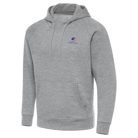 Men's-Antigua  Heather Gray Chase Elliott Fleece Victory Pullover Hoodie