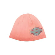 Angle View: Little Girl's Sequin Bar & Shield Knit Beanie Cap, Pink 7220466