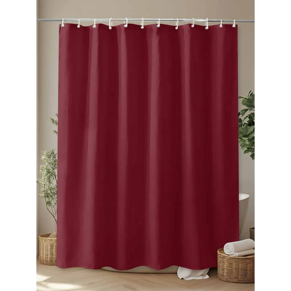 Shower Curtain, Wine Red Dark Maroon Waterproof Shower Curtain Set with Hooks for Bathroom Showers,Stalls and Bathtubs,72x72In Burgundy Red