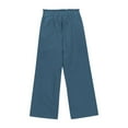 thumbnail image 6 of Coerni Kids Girls Cotton Linen Wide Leg Pants Casual Ruffled Loose Flowy Stretchy Cropped Sweatsuit Solid Lightweight Belted Pant, 6 of 8