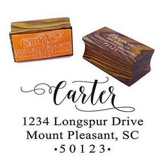 Personalized Wood Mounted Rubber Stamp Custom Return Address Stamp Engagement Gift