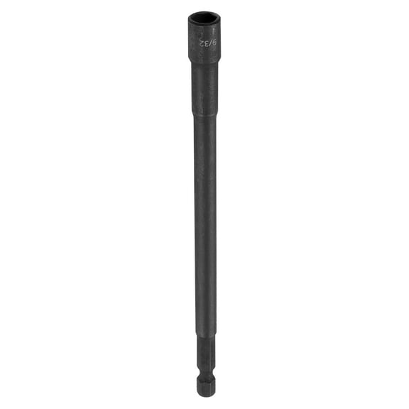 Uxcell Hex Nut Driver Drill Bit 9/32" 6-Point Socket 1/4" Hex Shank Magnetic Setter CR-V Steel Bolt Sockets for Power Drills Impact Drivers, 5.91" (150mm) Long