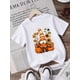 thumbnail image 1 of Halloween T-shirt - Girls' Halloween Short Sleeve T-Shirt - Whimsical Gnome with Pumpkins, Sunflowers & autumn Leaves Design, Soft Knit Fabric, Round Neck, 1 of 6