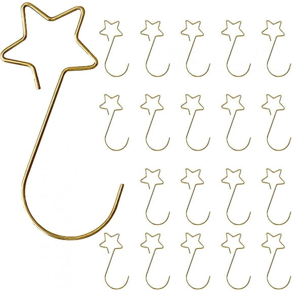 100pcs Christmas Ornaments Hooks Stainless Steel Star Shaped Hangers Small Ornament Hangers for Christmas Tree Christmas Tree Hooks for Xmas Party Christmas(Gold)