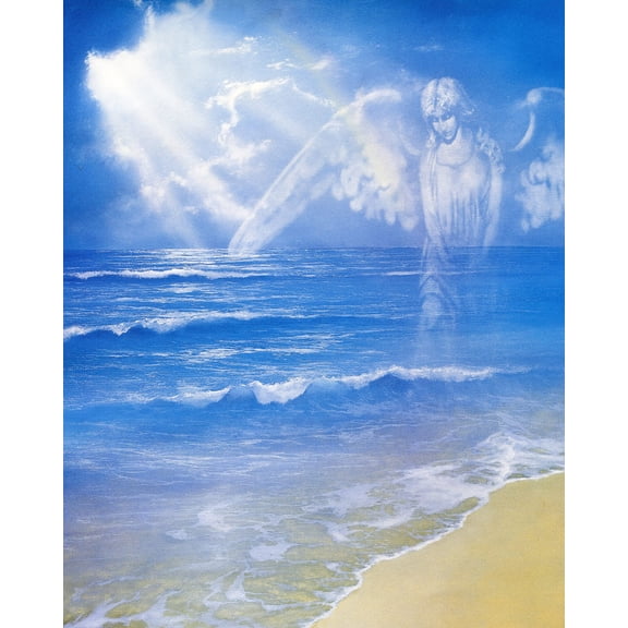 Catholic print picture - ANGEL OVER WATER - 8" x 10" ready to be framed