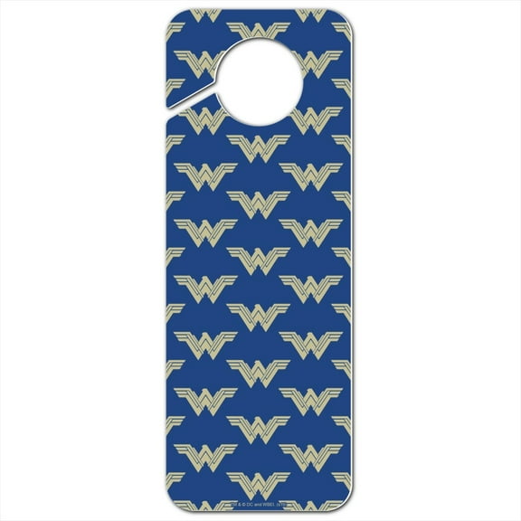 Wonder Woman Movie Blue Logo Pattern Plastic Door Knob Hanger Sign