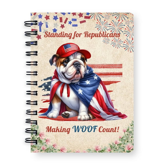 Republican Bulldog Making Woof Count Election 2024 Spiral Bound Journal Dog Lover Gifts Idea 5x7in Spiral Notebook - 01002