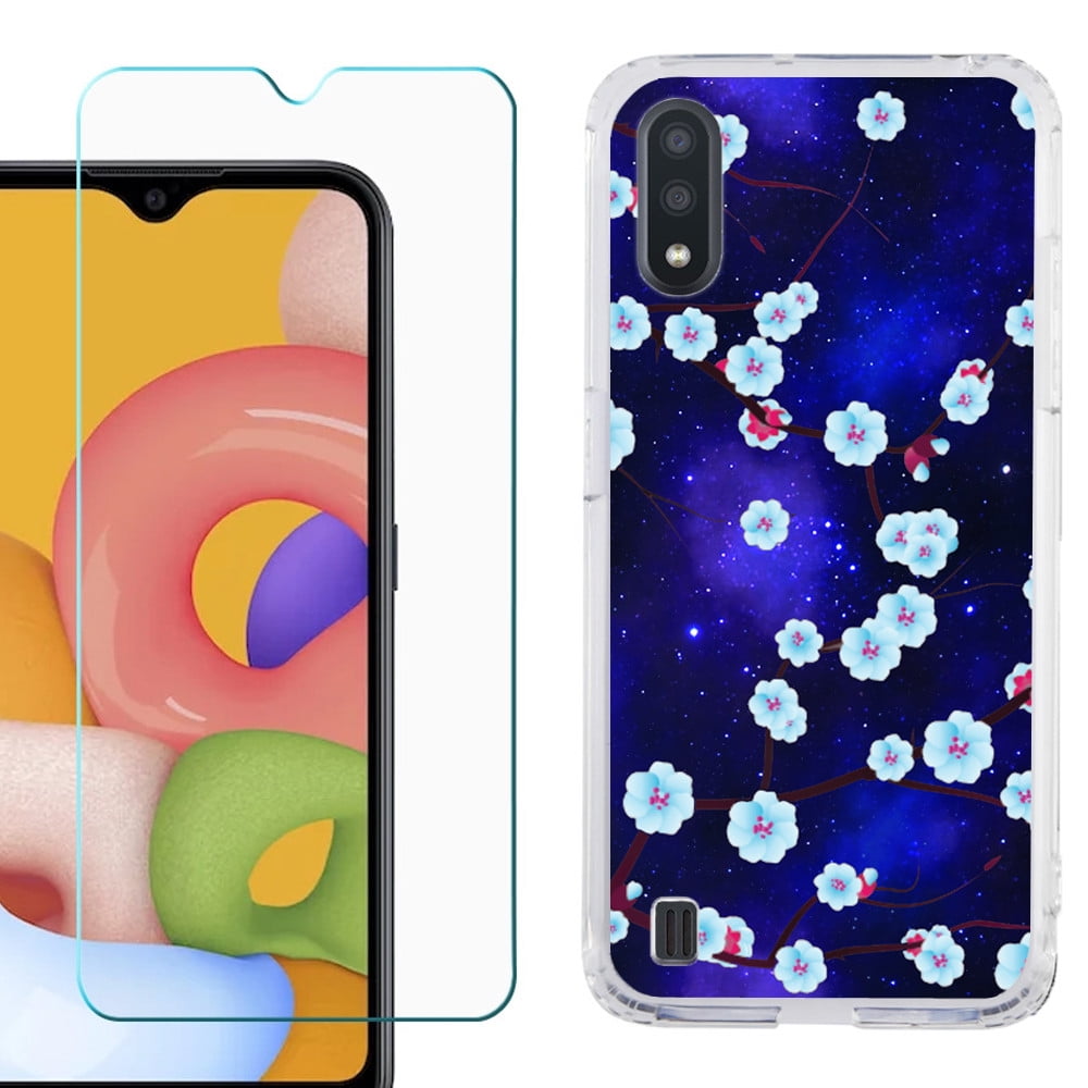 For Samsung Galaxy A01 Case, Slim-Fit TPU Phone Case, with Tempered Glass Screen Protector, by