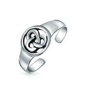 Round Celtic Trinity Knot Work Triquetra Midi Toe Ring Polished 925 Silver Sterling Adjustable