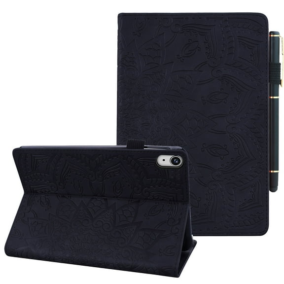 Allytech Case for iPad Mini 6 2021(6th Gen 8.3 inch), Embossed Mandala PU Leather Soft TPU Back Folio Multi-Angle Viewing Stand Card Slots/Pen Holder Case for iPad Mini 6th Gen 2021, Black