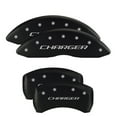 thumbnail image 2 of MGP 4 Caliper Covers Engraved Front & Rear With stripes/Dodge Black finish silver ch Fits select: 2013-2015 DODGE CHARGER SE, 2016-2019 DODGE CHARGER SXT, 2 of 6