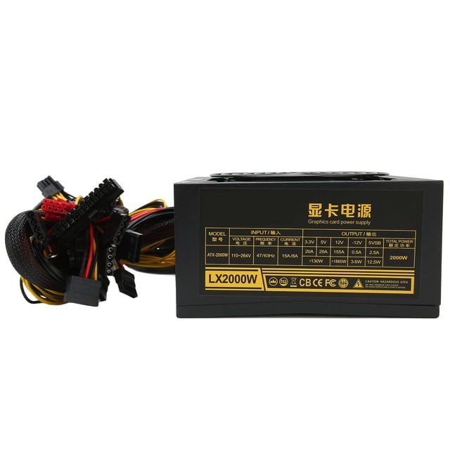 Mining Power Supply, 2000W PC Mining Power Multiple Protection Energy Efficient for Computer