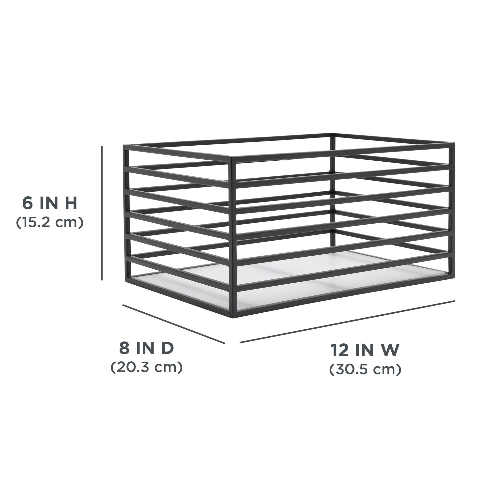 (2 pack) Better Homes & Gardens Ribbed Metal Storage Basket, Matte Black