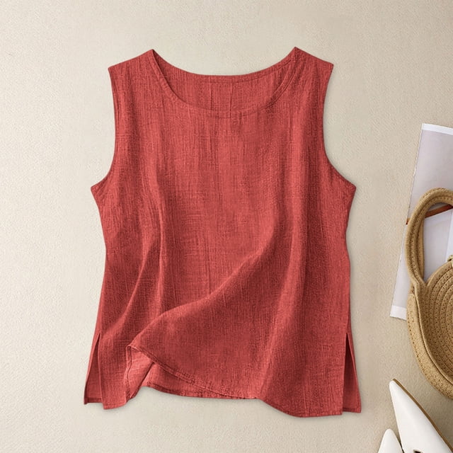 LVHAOGJOB Débardeur d'Été pour Femmes Couleur Unie Col Rond Sans Manches pour Entraînement