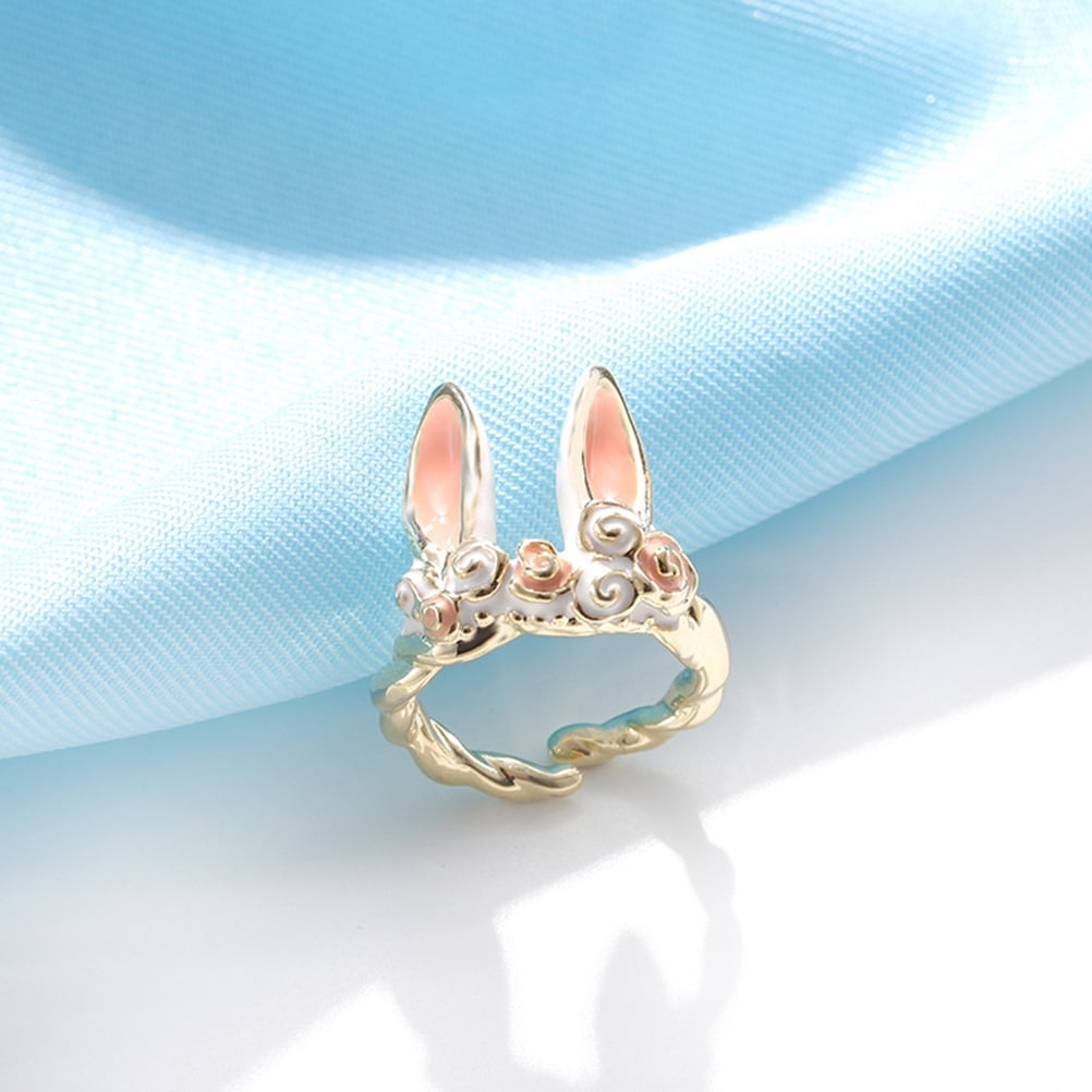 Ring Rings Bunny Finger Rabbit Open Jewelry Adjustable Modeling Couple Tail Wedding Bands Knuckle Promise Toe Joint
