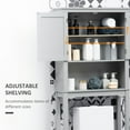 thumbnail image 6 of kleankin Modern Over The Toilet Storage Cabinet, Double Door Bathroom Organizer with Inner Adjustable Shelf and Open Shelf, Grey, 6 of 8