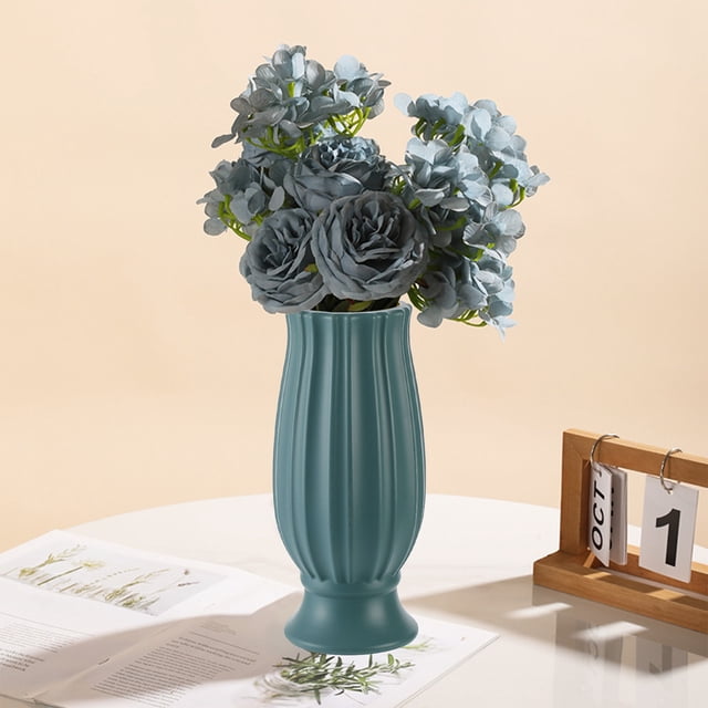 Jarrón decorativo de plástico | Maceta de imitación de vidrio para decoración del hogar | Centro de mesa para mueble de TV de sala de estar | Soporte para arreglos de flores secas