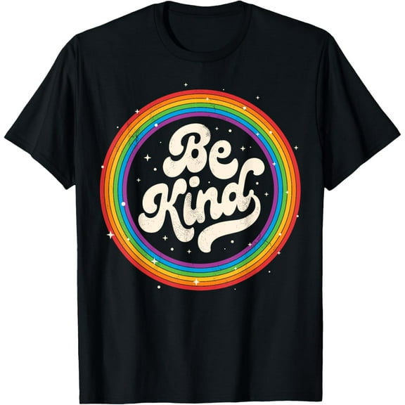 LGBTQ Be Kind Gay Pride LGBT Ally Rainbow Flag Retro Vintage T-Shirt Shirts