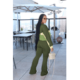 thumbnail image 3 of Aomice Women's 2 Piece Tracksuit Set Zip Up Jacket Flare Leg Pants | Color Block Matching Set with Zip Up Jacket and High Waist Flare Pants for Casual, Travel and Everyday Wear-Green-S, 3 of 8