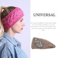 thumbnail image 4 of Linyer Crochet Headbands Winter Leaves Pattern with Rhinestones Elastic Head Protector Wide Warm Chunky Hair Accessories for Girls Khaki, 4 of 5