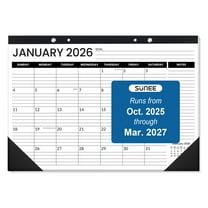 SUNEE 2026 Desk Calendar 17"x12" – 18 Months Monthly Calendar from October 2025 to March 2027, Desk Pad with Notes Section for Home, Office, Wall or Desktop Use, Black