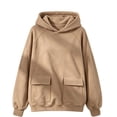 thumbnail image 3 of GobdXE Solid Girls Raglan Long Sleeve Hoodie Pullover Kids Dual Patch Pocket Hooded Sweatshirt Loose Casual Daily Fashion Top, 3 of 4