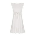 thumbnail image 6 of ZOYOEN Girls Ruffle Dresses- Cute Bow Tie Straps Sleeveless Birthday Gift Party Dress White Size 12, 6 of 8