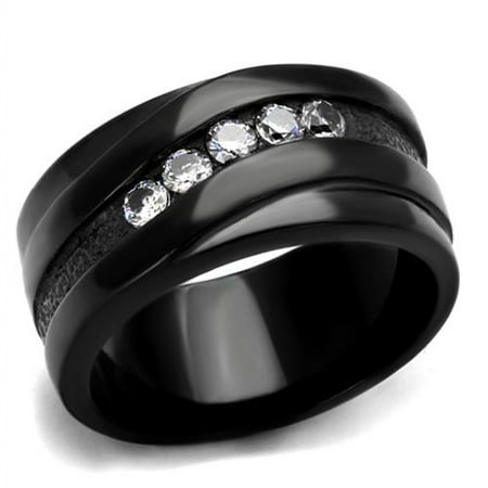 Womens Brown Ion Plated - STAINLESS STEEL BLACK ION PLATED CUBIC ZIRCONIA FASHION RING Band WOMENS Size 10
