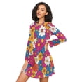 thumbnail image 3 of FORMRS Womens Long Sleeve Nightgowns Crew Neck Sleep Shirt Soft Pajamas Sizes S-3XL, Red Whimsical Floral, 3 of 8
