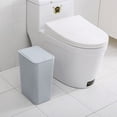 thumbnail image 4 of Trash Can 2 Pack 7.5 Liter Plastic Garbage Container Bin With Press Top Lid For Narrow Spaces (White + Blue), 4 of 6